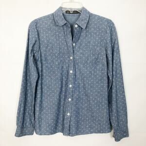 Outback Red Anchor Print 100% Cotton Button Down Shirt Size XS